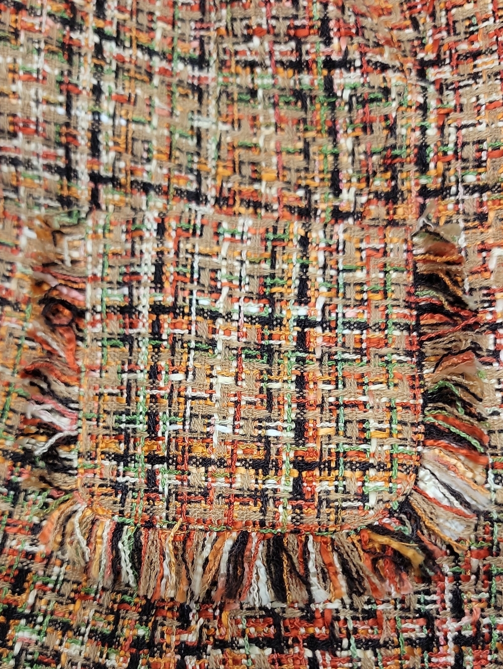 Focus 2000 Autumnal Tones Tweed Fringe Blazer 2-Button W/Pockets Sz 10 - Picture 15 of 16